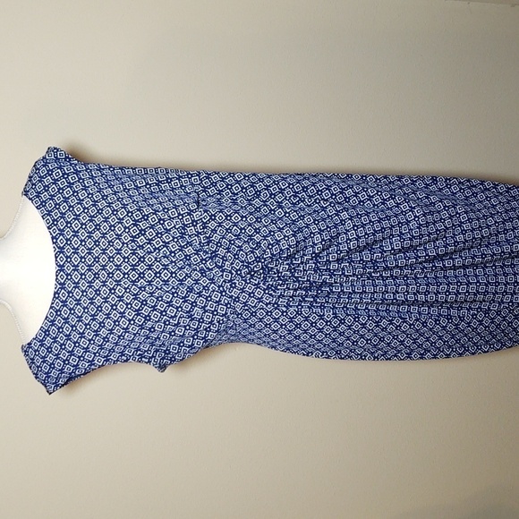 Enfocus Women Blue and White Sleeveless Dress - Picture 1 of 12